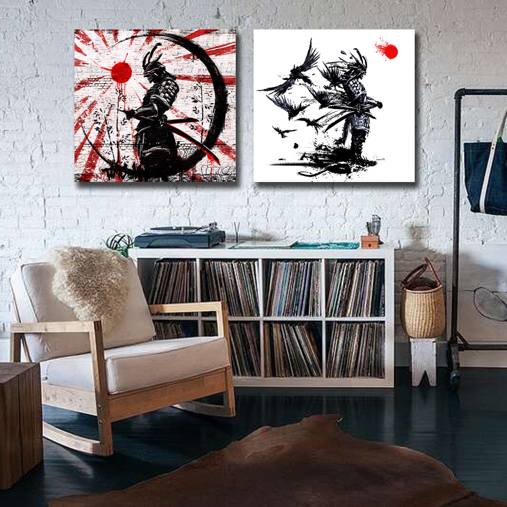 Framed 2 Panels -Japanese Samurais