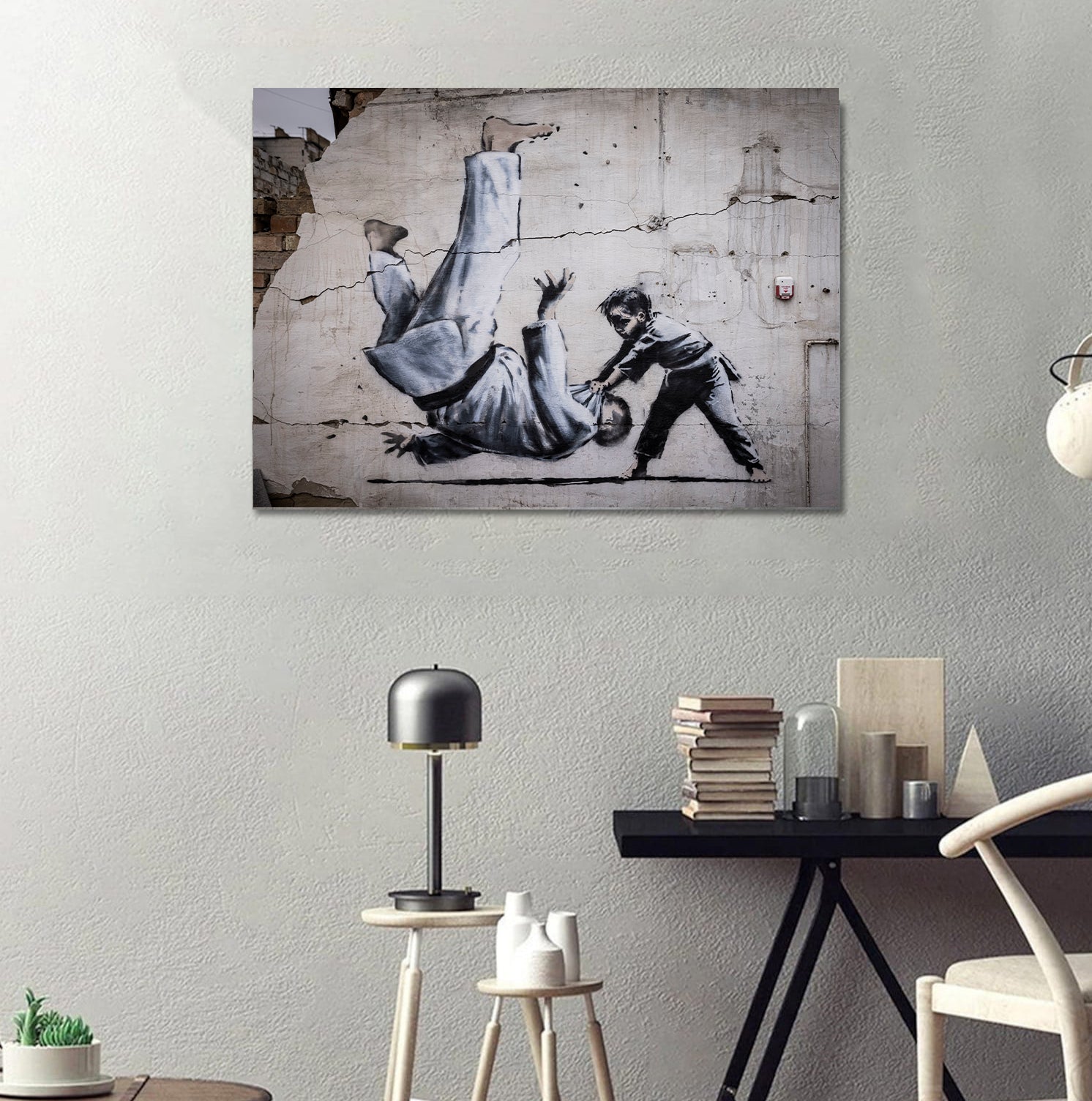 Framed 1 Panel - Banksy - Ukraine Borodyanka Judo Kid