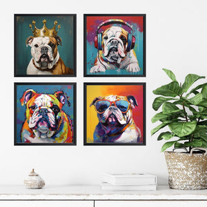 Framed 4 Panels - Bulldog