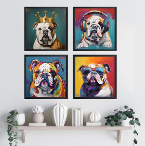 Framed 4 Panels - Bulldog