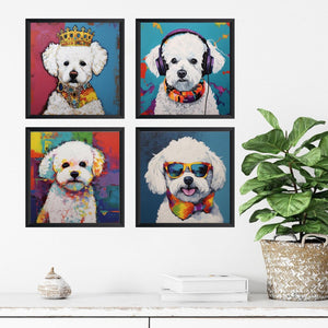 Framed 4 Panels - Bichon Frise