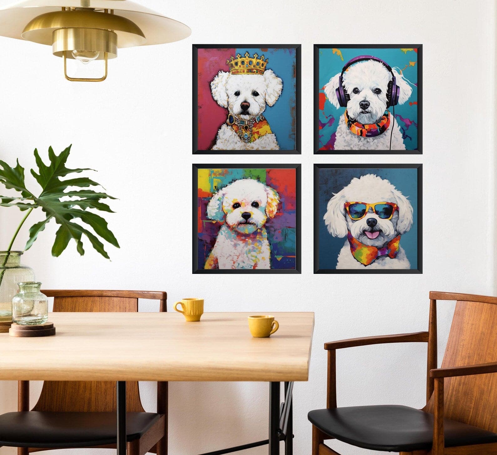 Framed 4 Panels - Bichon Frise