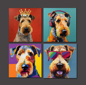 Framed 4 Panels - Airedale Terrier