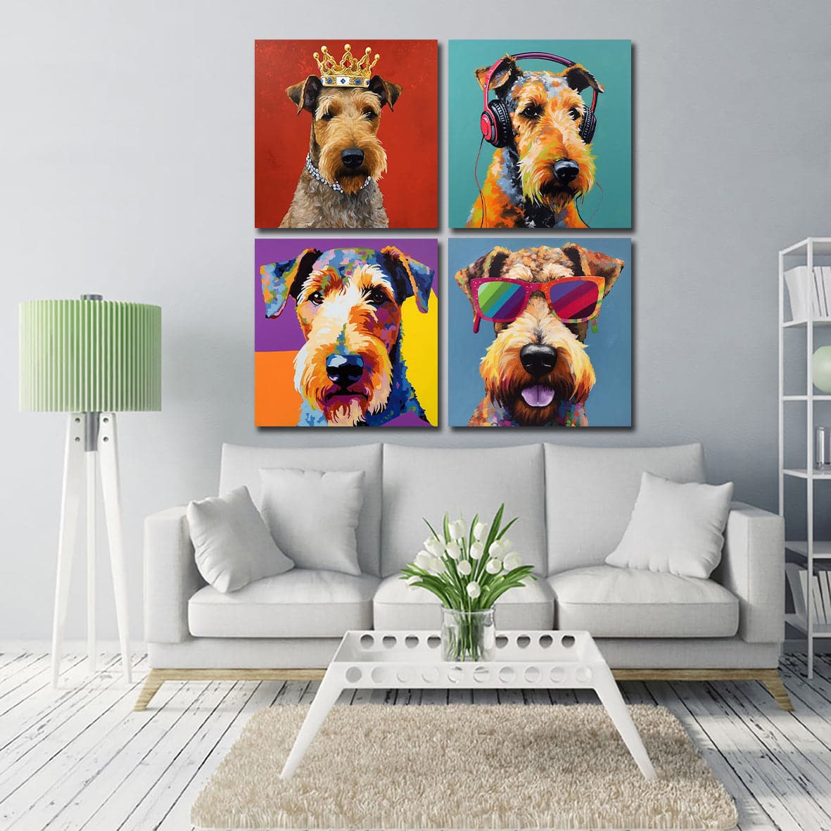 Framed 4 Panels - Airedale Terrier