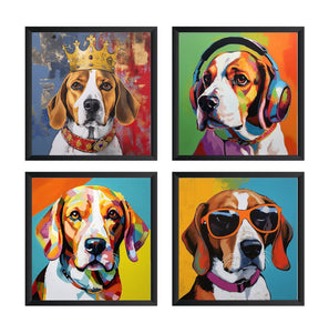 Framed 4 Panels - Beagle