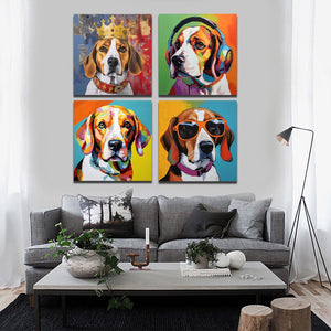 Framed 4 Panels - Beagle