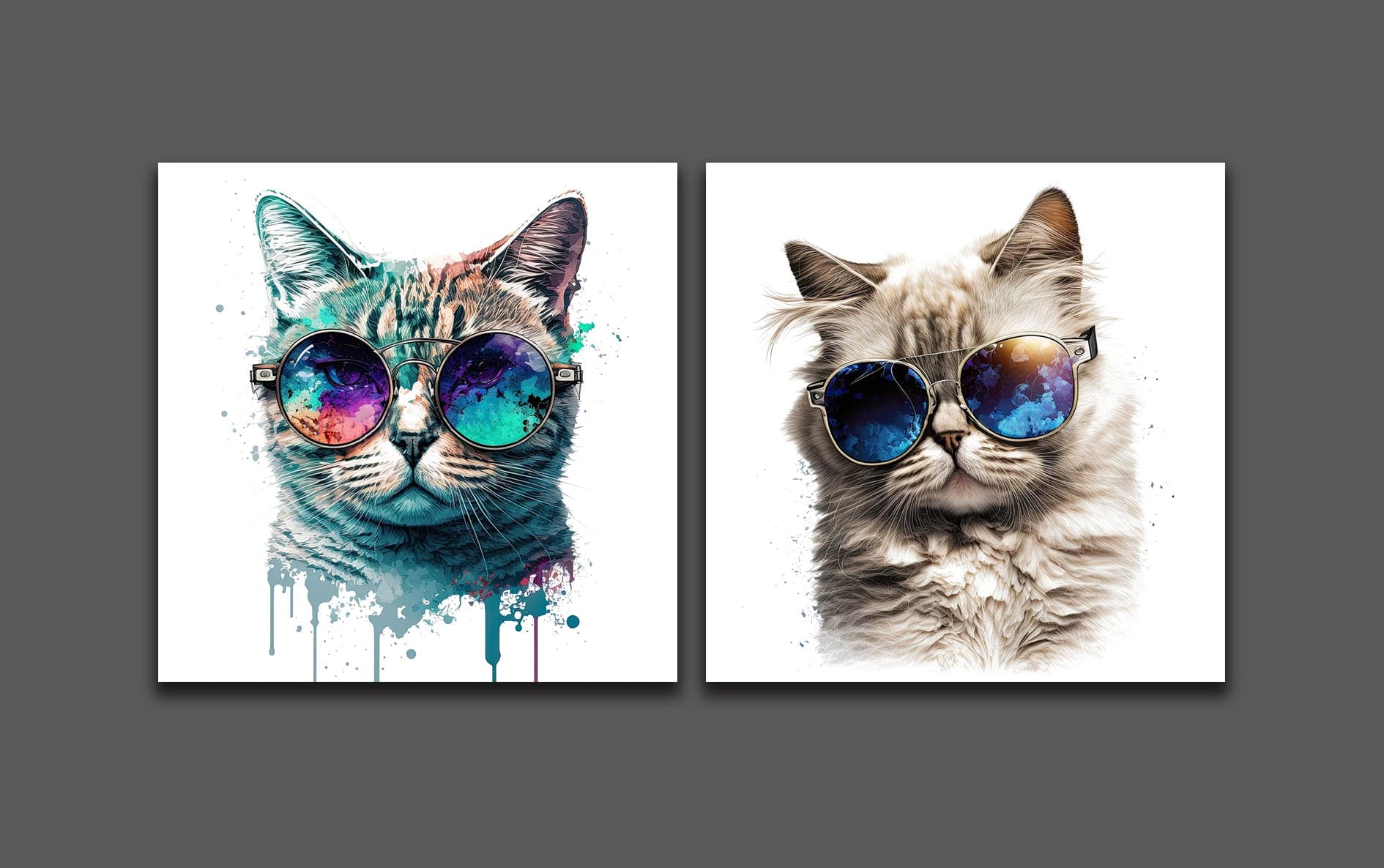 Framed 2 Panels - Cool Cats