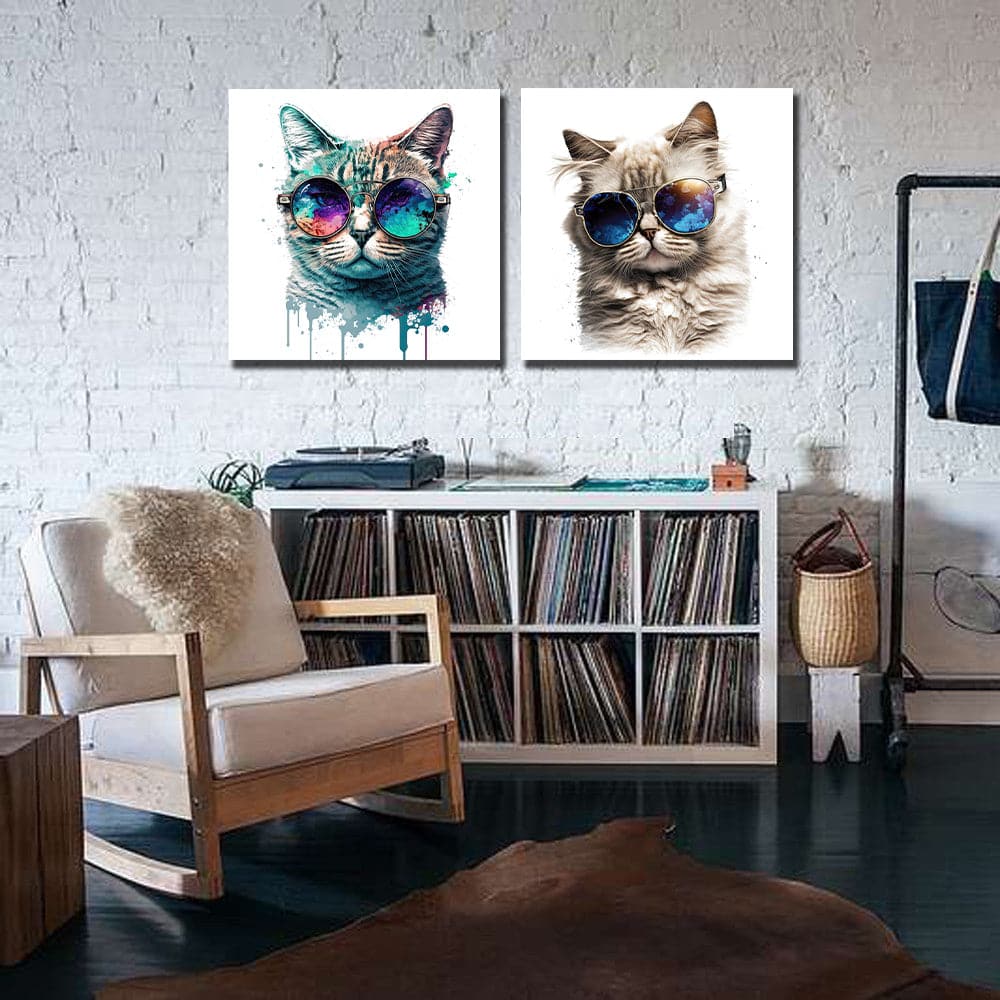 Framed 2 Panels - Cool Cats