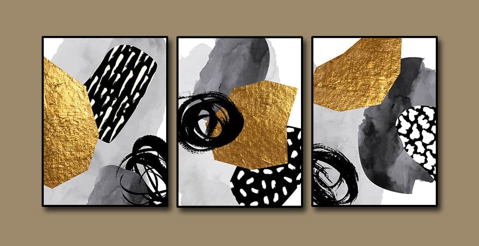 Framed 3 Panels - Elegant Abstract Triptych Wall Art