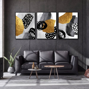 Framed 3 Panels - Elegant Abstract Triptych Wall Art