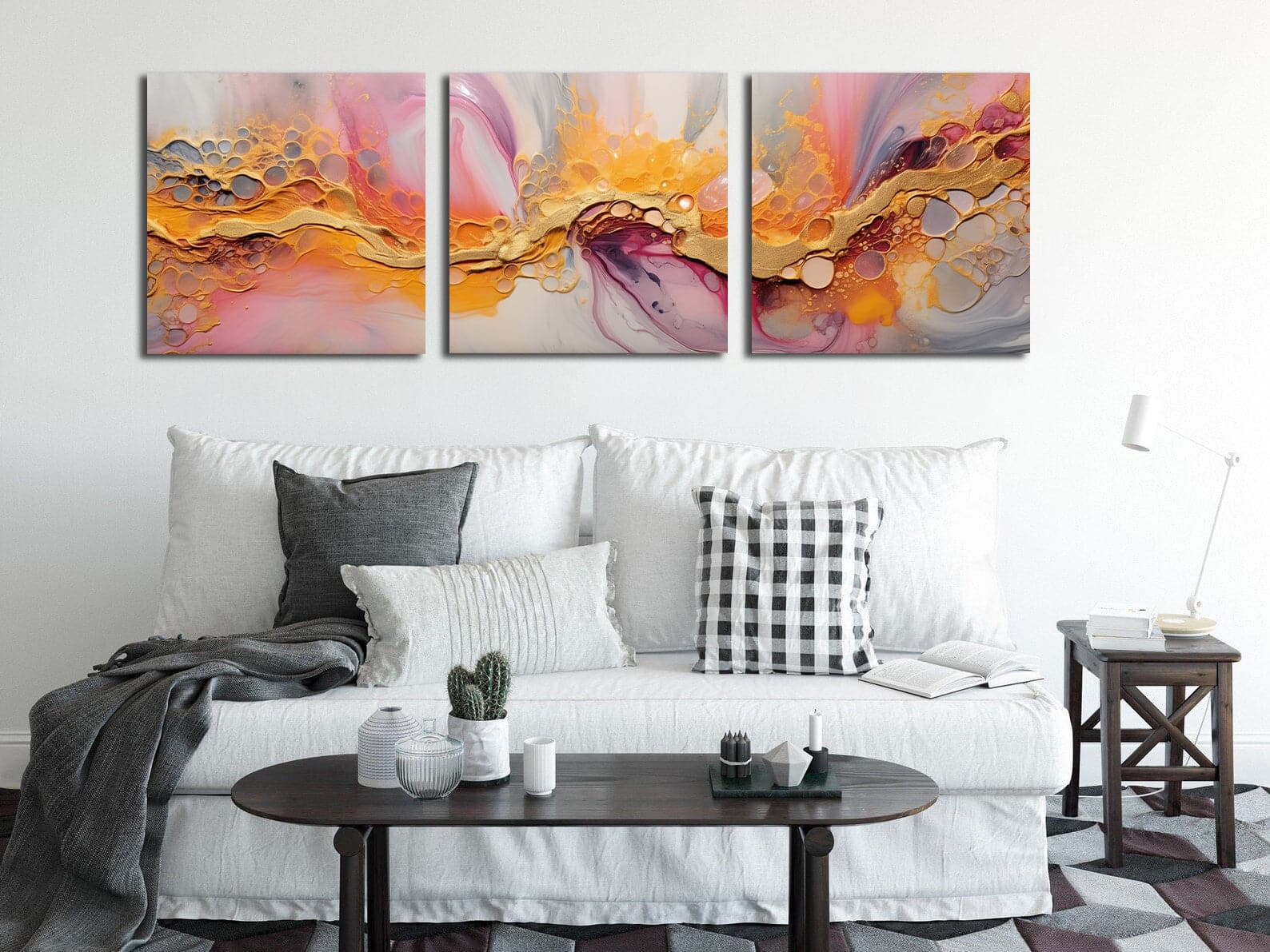 Framed 3 Panels - Natural Luxury Abstract Fluid