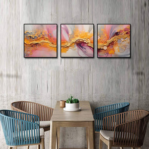 Framed 3 Panels - Natural Luxury Abstract Fluid