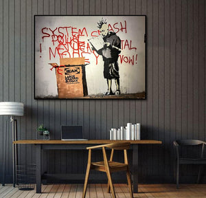 Framed 1 Panel - Banksy - System Crash