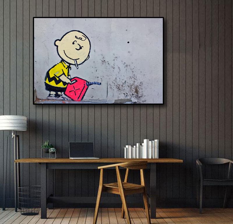 Framed 1 Panel - Banksy - CHARLIE BROWN FIRESTARTER