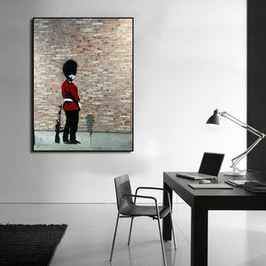 Framed 1 Panel - Banksy - Pissing soldier