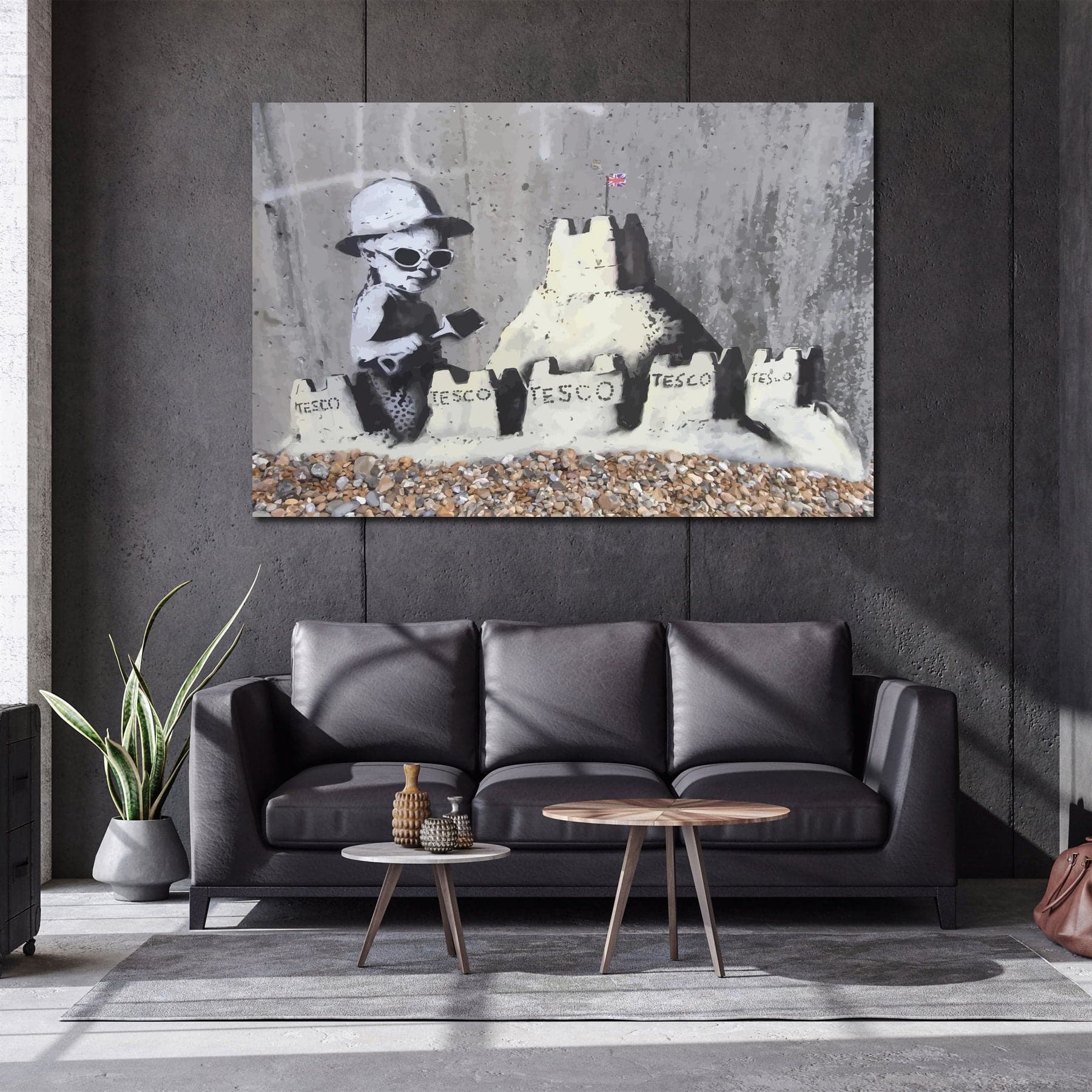 Framed 1 Panel - Banksy - Sandcastles