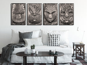 Framed 4 Panels - Maori Art