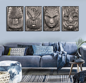 Framed 4 Panels - Maori Art