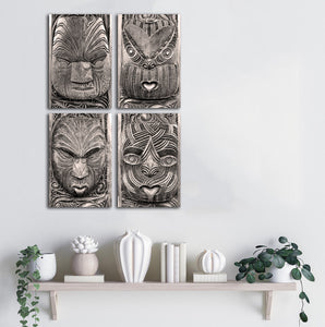 Framed 4 Panels - Maori Art