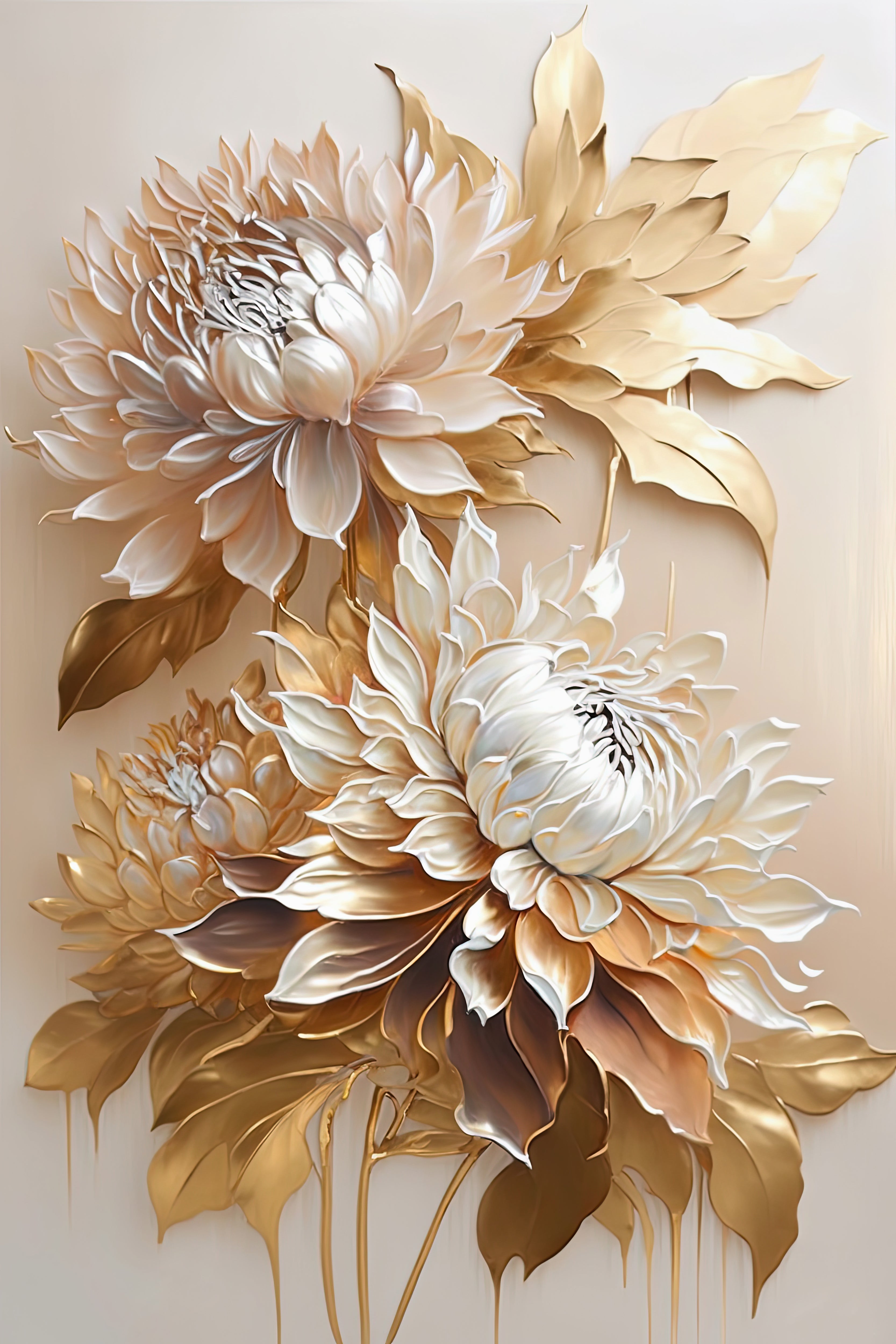 Framed 3 Panels - Golden Chrysanthemum