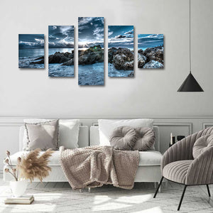 Framed 5 Panels - New Zealand Seascape