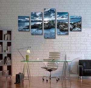 Framed 5 Panels - New Zealand Seascape