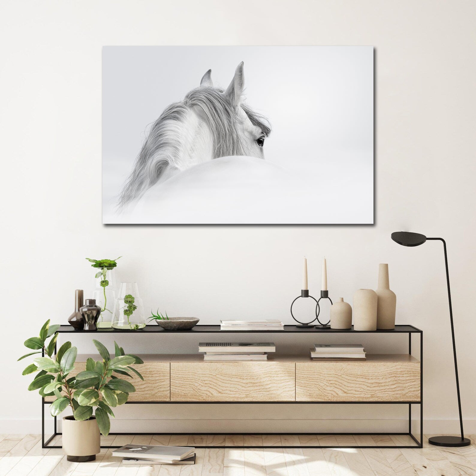 Framed 1 Panel - Andalusian horse in a mist