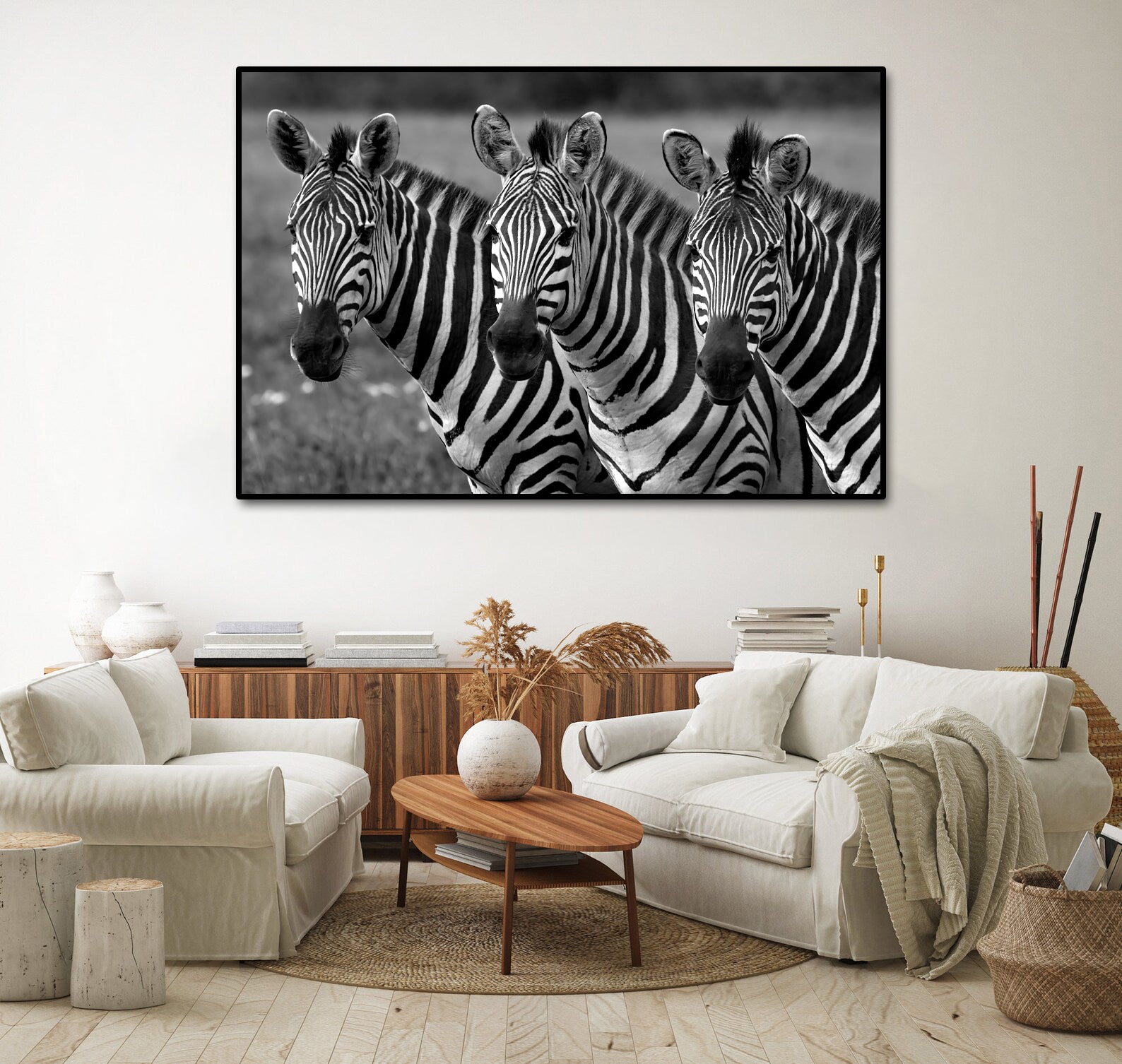 Framed 1 Panel - Zebras