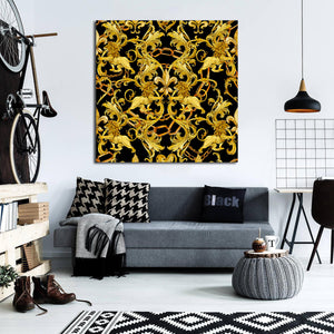 Framed 1 Panel - Gold Chains Damask Seamless Pattern