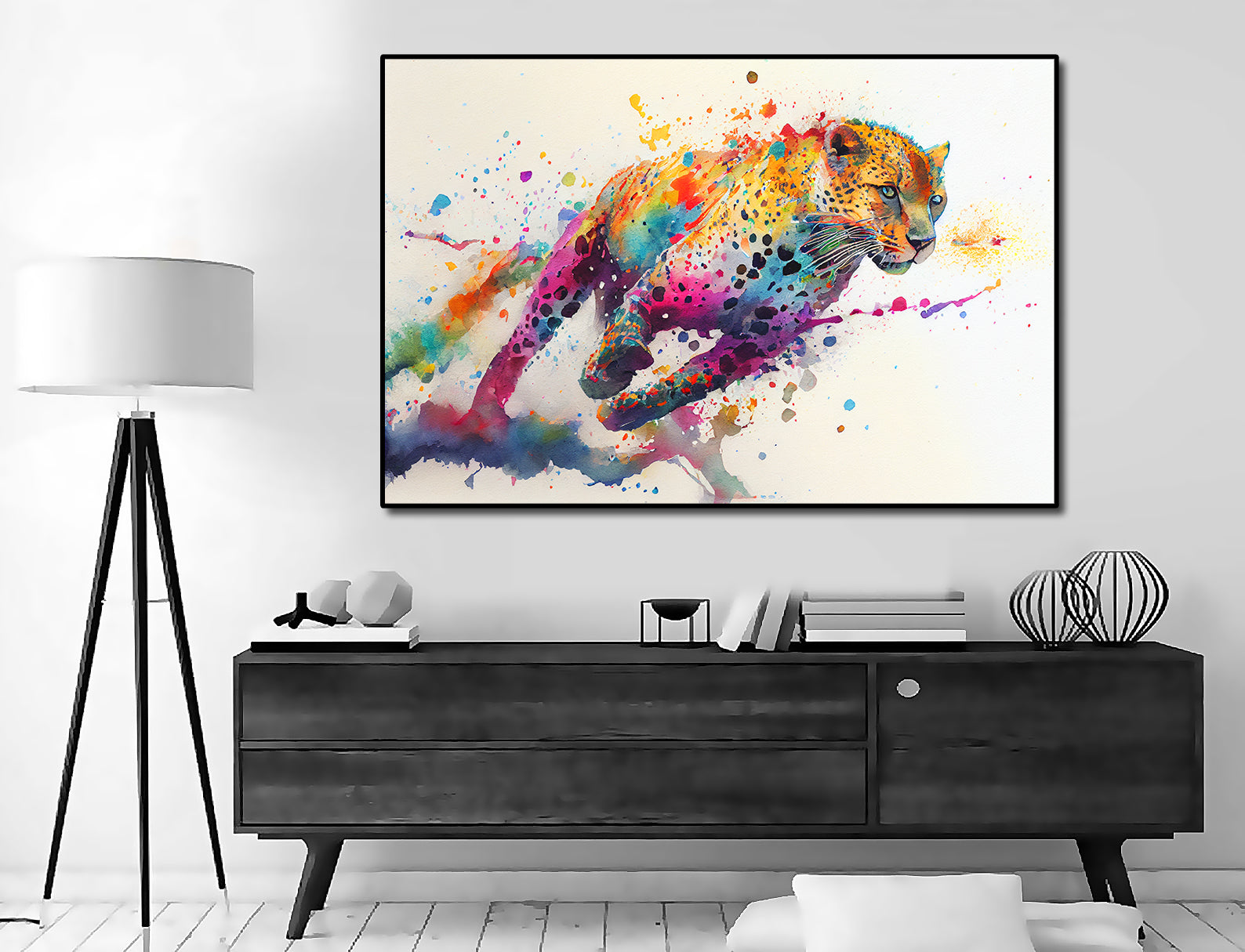 Framed 1 Panel - Rainbow Leopard