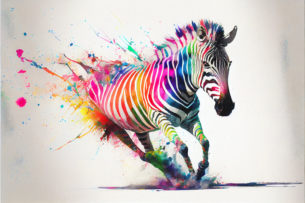 Framed 1 Panel - Rainbow Zebra