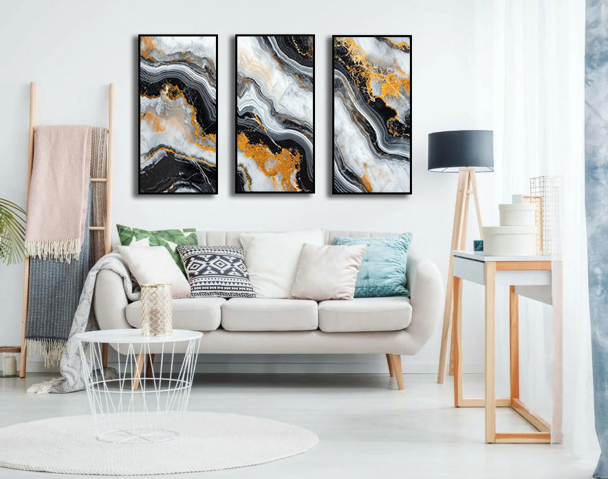 Framed 3 Panels - Polished Marble Abstract