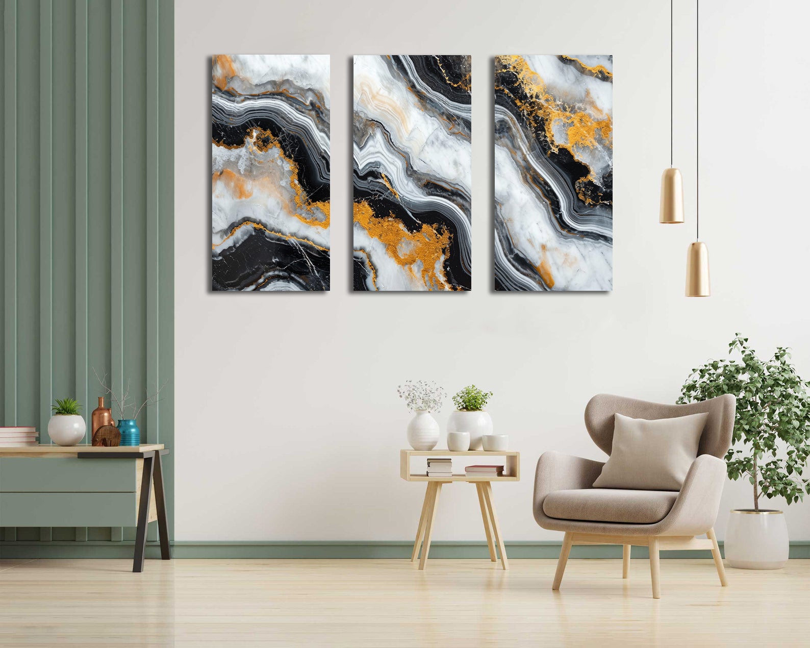 Framed 3 Panels - Polished Marble Abstract