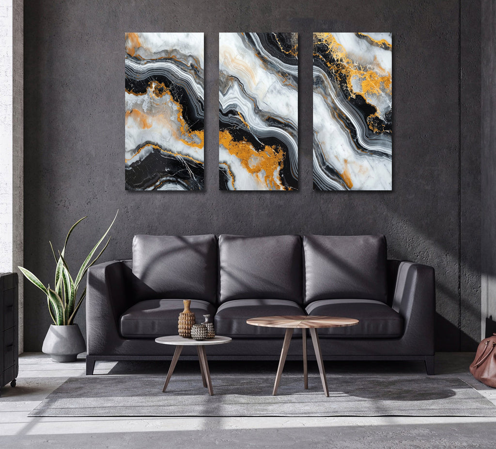 Framed 3 Panels - Polished Marble Abstract