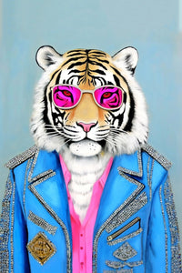 Framed 4 Panels - Tiger Fashion