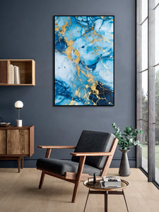 Framed 1 Panel -Blue Marble Concept of Luxury Ink