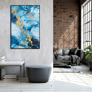 Framed 1 Panel -Blue Marble Concept of Luxury Ink