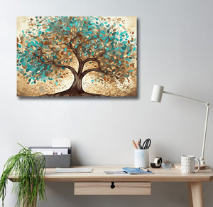 Framed 1 Panel - Golden and Green Mosaic Tree of Life