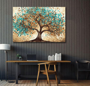 Framed 1 Panel - Golden and Green Mosaic Tree of Life