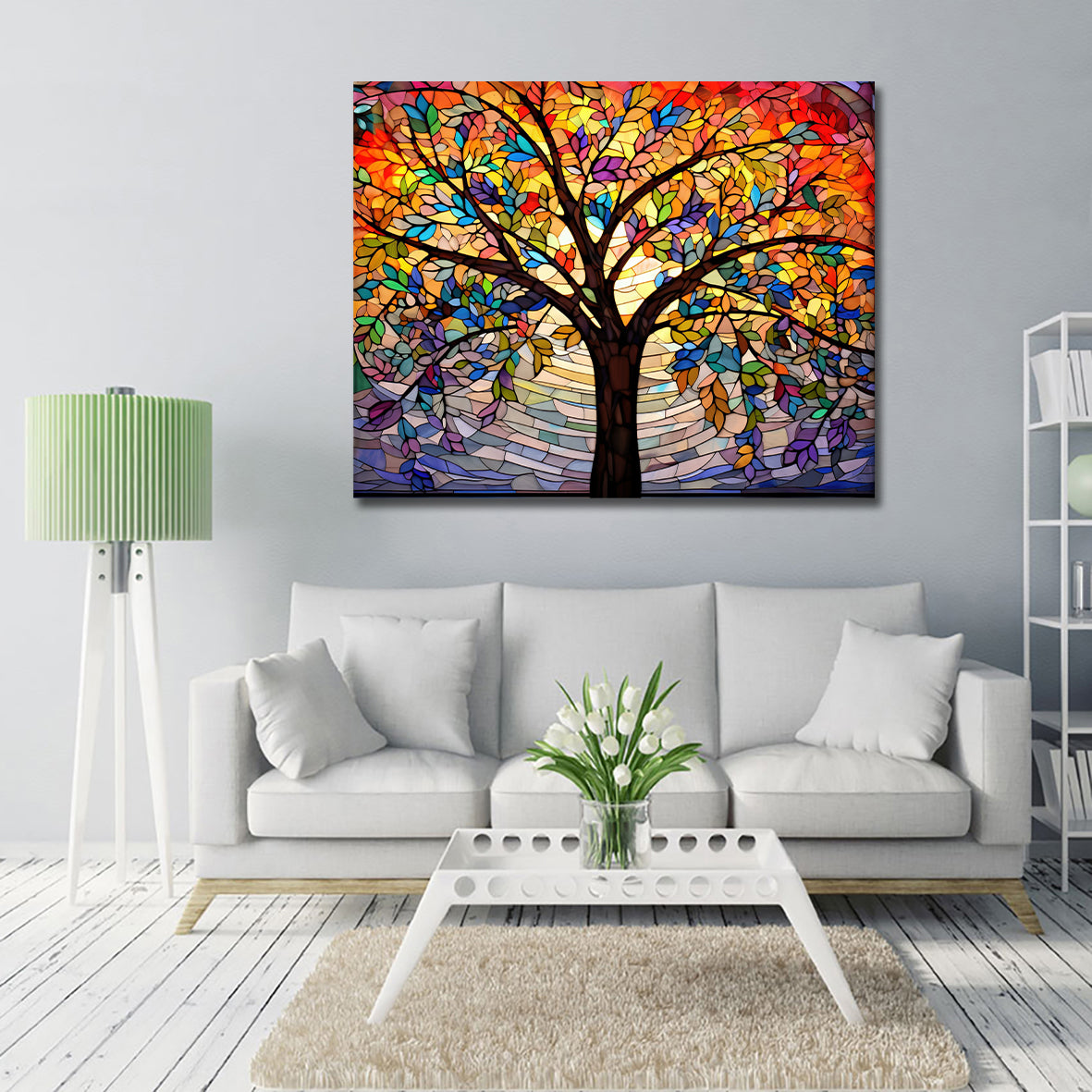 Framed 1 Panel - Colorful Arched Glass Tree