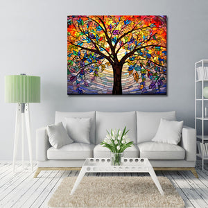 Framed 1 Panel - Colorful Arched Glass Tree