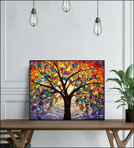 Framed 1 Panel - Colorful Arched Glass Tree