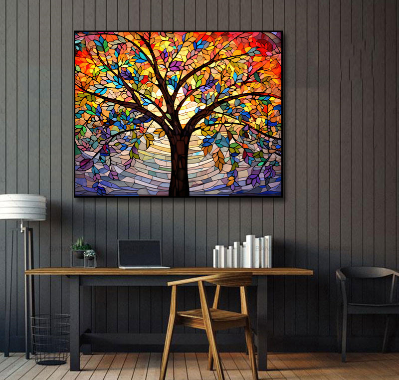 Framed 1 Panel - Colorful Arched Glass Tree