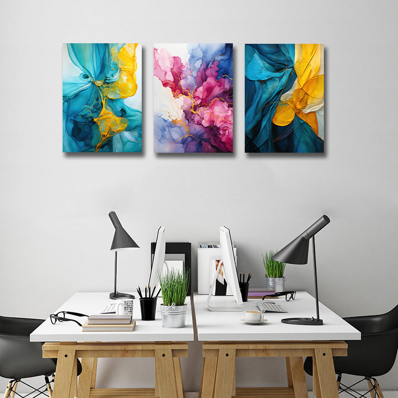 Framed 3 Panels - Swirl Marble Abstract Wavy