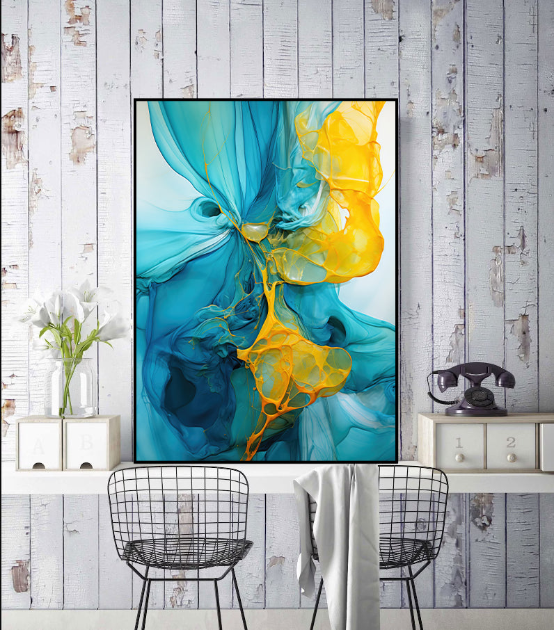 Framed 1 Panel - Swirl Marble Abstract Wavy