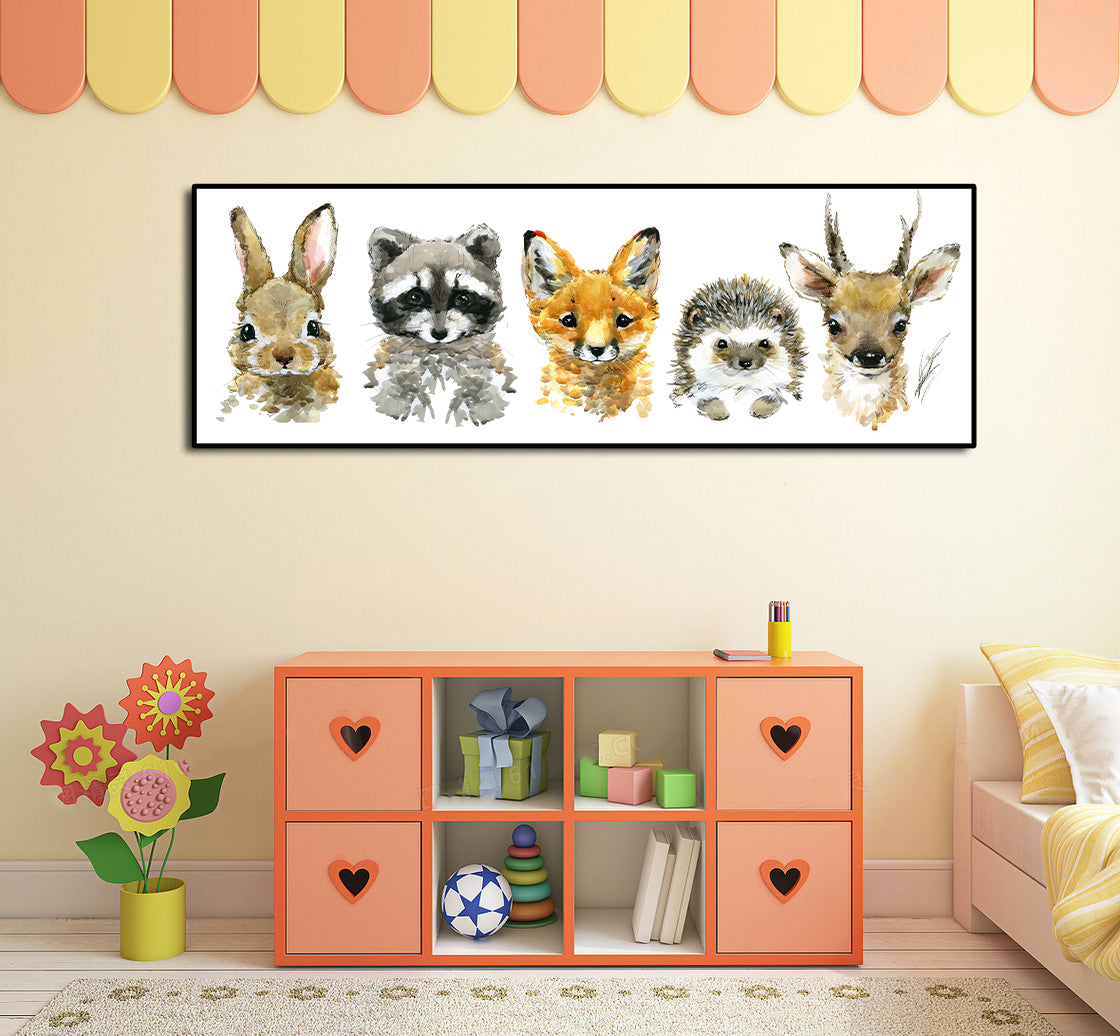 Framed 1 Panel - Kids Room - Cute Animals