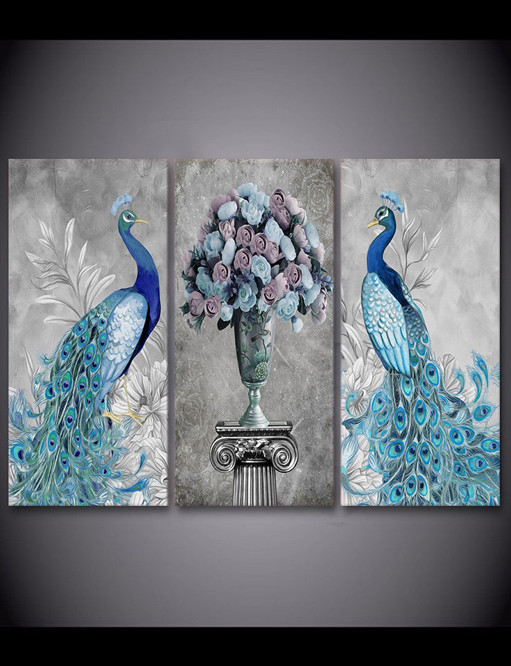 Framed 3 Panels  - Peacock