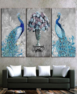 Framed 3 Panels  - Peacock