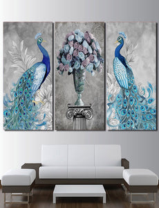 Framed 3 Panels  - Peacock