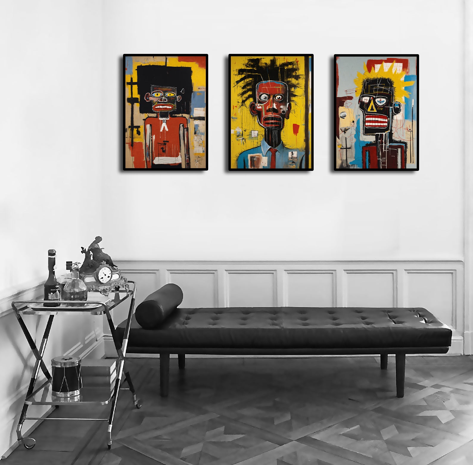 Framed 3 Panels  - Jean Michel Basquiat